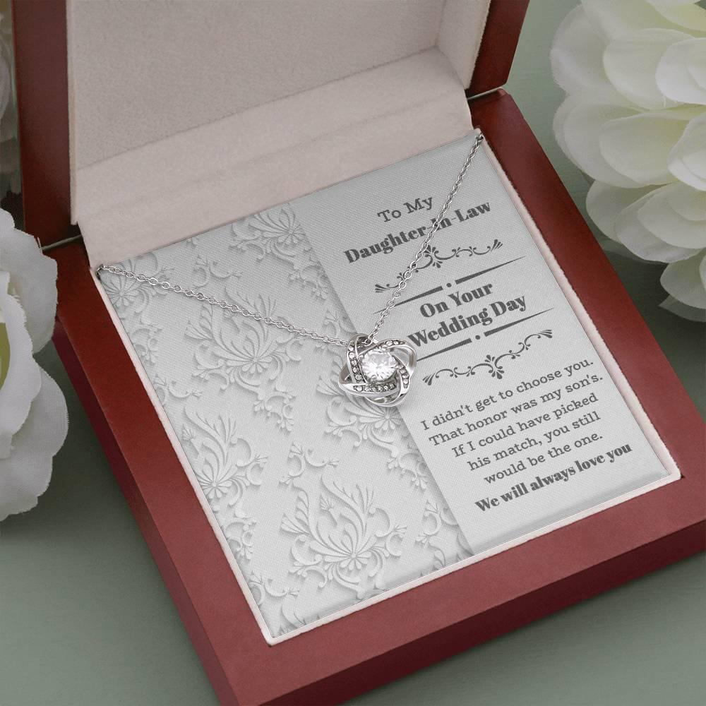 Daughter-In-Law Wedding Day Gift My Son Chose You Love Knot Pendant Necklace - Mallard Moon Gift Shop