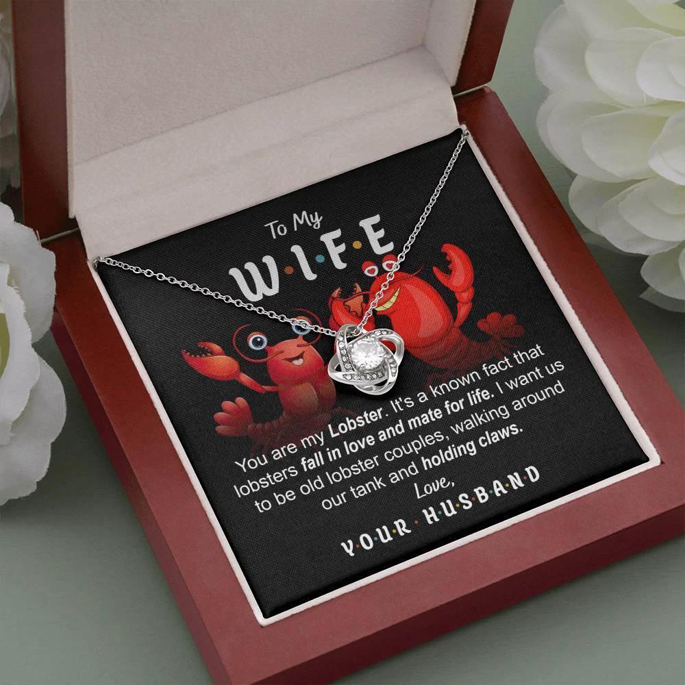To My Wife - Old Lobster Couples Love Knot Pendant Necklace