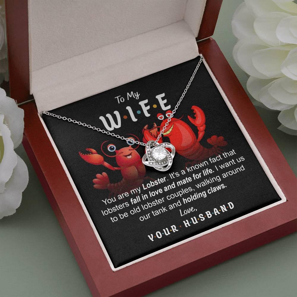 To My Wife - Old Lobster Couples Love Knot Pendant Necklace - Mallard Moon Gift Shop