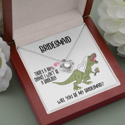 Bridesmaid Invitation Proposal Gift - Will You Be My Bridesmaid Love Knot Pendant Necklace Gift from Bridezilla - Mallard Moon Gift Shop