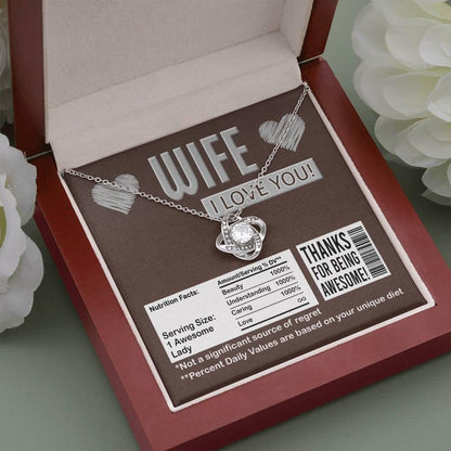 Gift for Wife - Nutrition Facts Love Knot Pendant Necklace - Mallard Moon Gift Shop