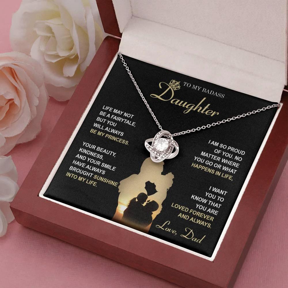 Daughter Gift from Dad - Be My Princess - Love Knot Pendant Necklace