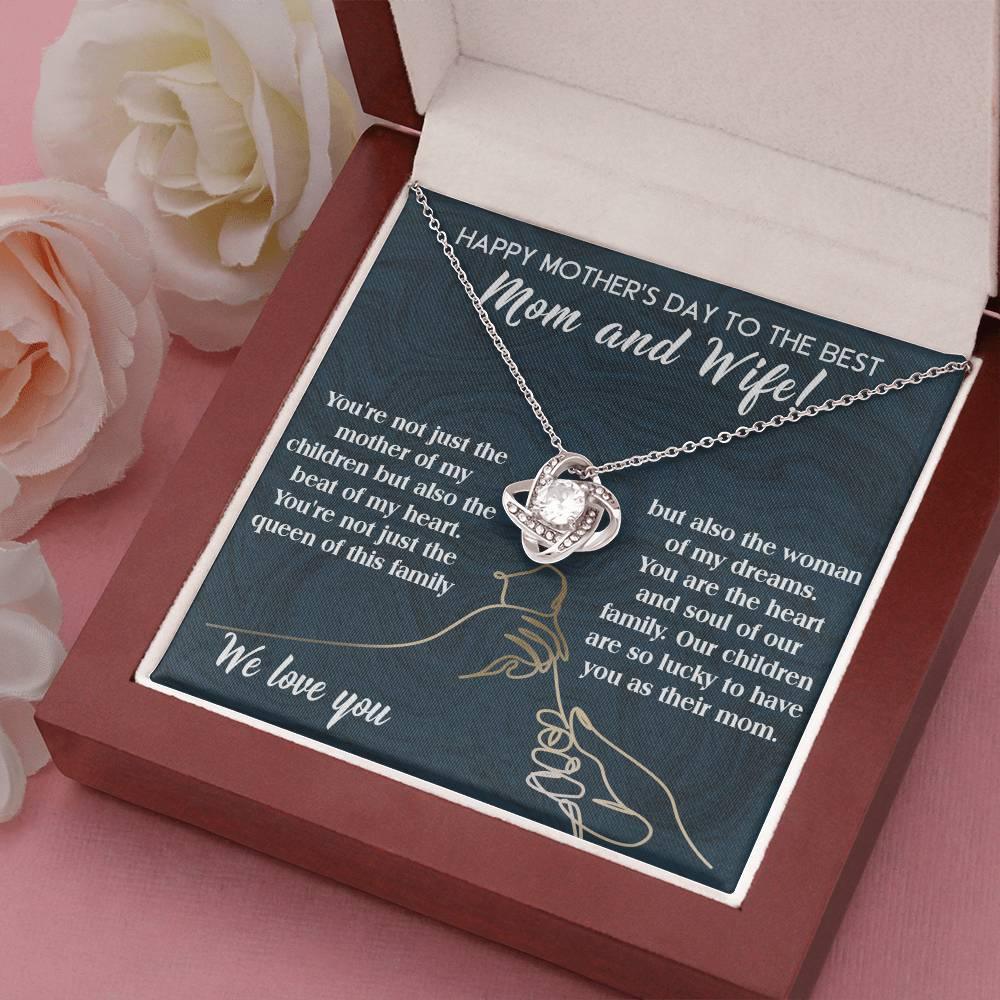 Mother's Day Gift to Wife You're the Mother of My Children and the Beat of My Heart Love Knot Pendant Necklace - Mallard Moon Gift Shop