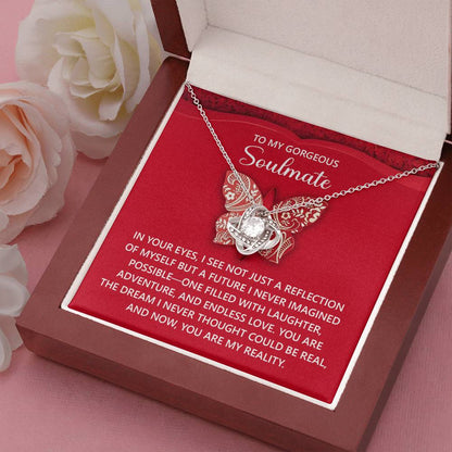 Gift for Soulmate - Endless Love - Romantic Love Knot Necklace with Sentimental Message