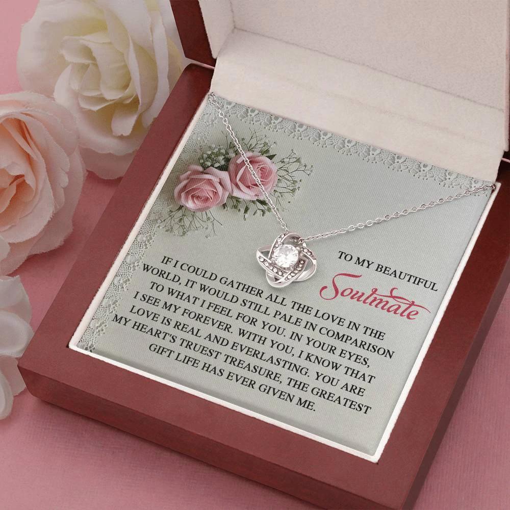 To My Soulmate: Romantic Love Knot Necklace with Sentimental Message