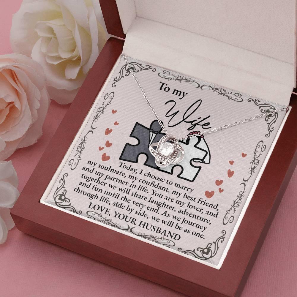 Wife Wedding Day Gift We Will Be As One Love Knot Pendant Necklace - Mallard Moon Gift Shop