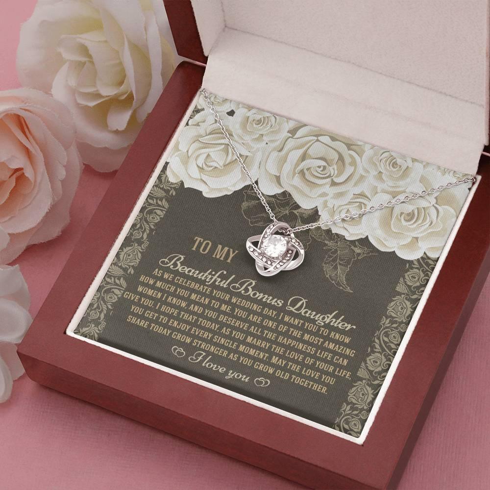 Bonus Daughter Wedding Day Gift - Grow Old Together - Love Knot Pendant Necklace - Mallard Moon Gift Shop