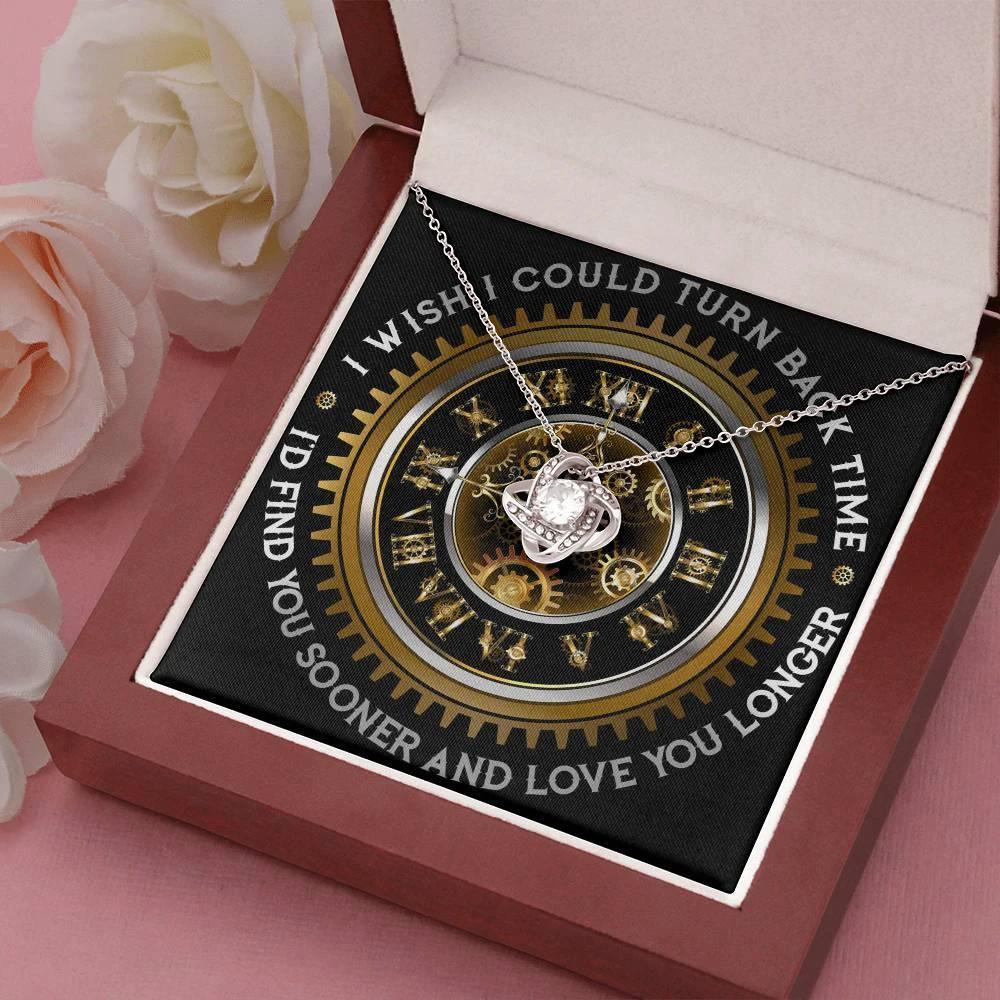 Wife Wedding Day. Anniversary, Birthday Gift - Turn Back Time - Love Knot Pendant Necklace