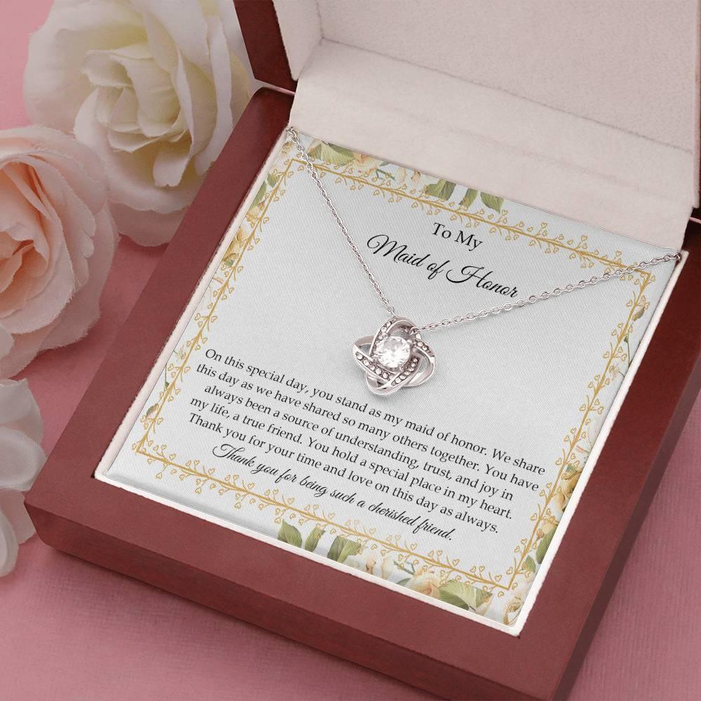 Maid of Honor Wedding Day Gift - Share This Day - Love Knot Pendant Necklace - Mallard Moon Gift Shop
