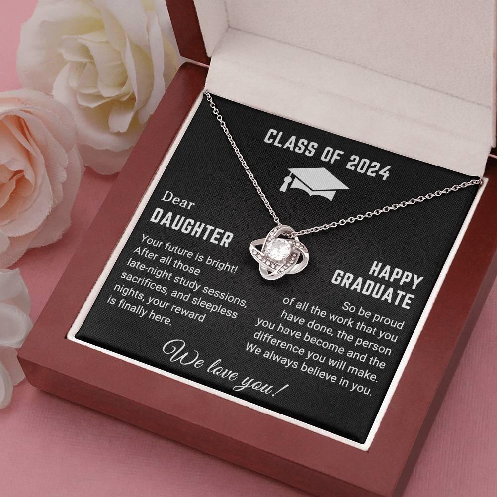 Dear Daughter Your Future is Bright Graduation Class of 2024 Love Knot Pendant Necklace - Mallard Moon Gift Shop