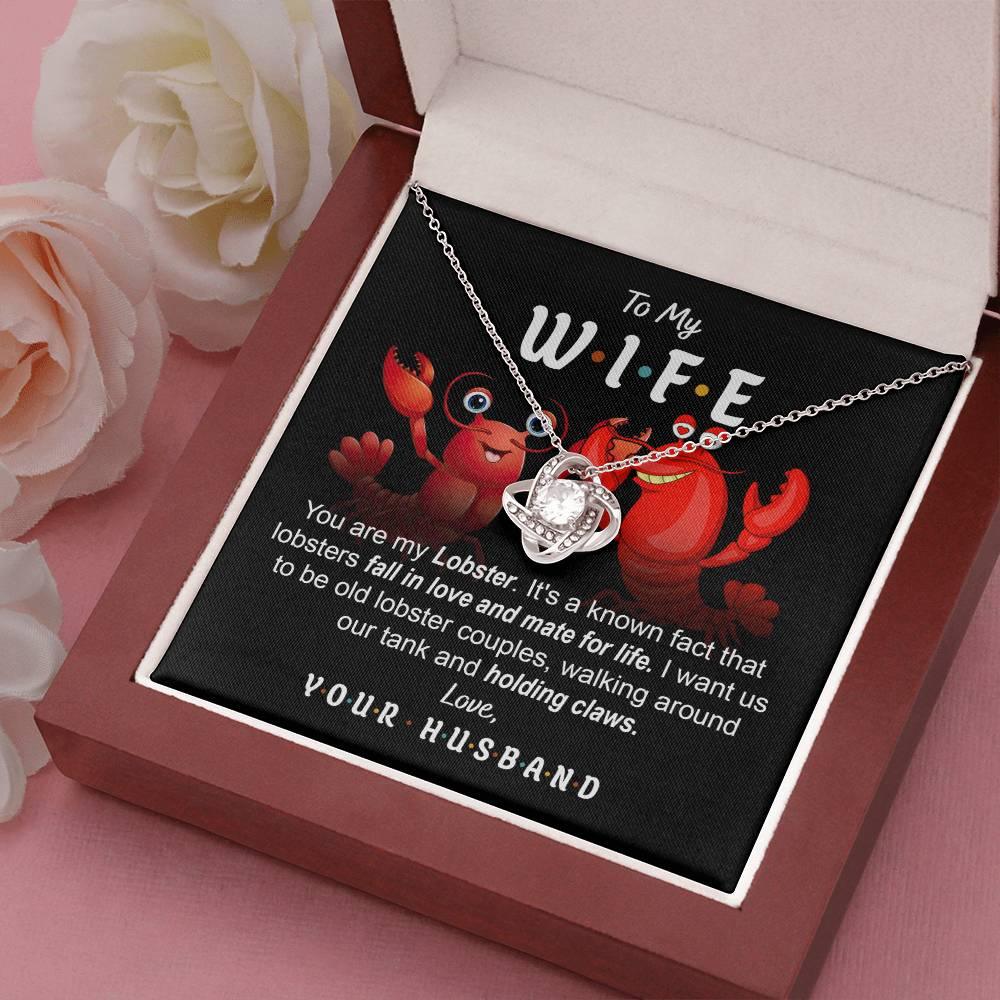 To My Wife - Old Lobster Couples Love Knot Pendant Necklace - Mallard Moon Gift Shop