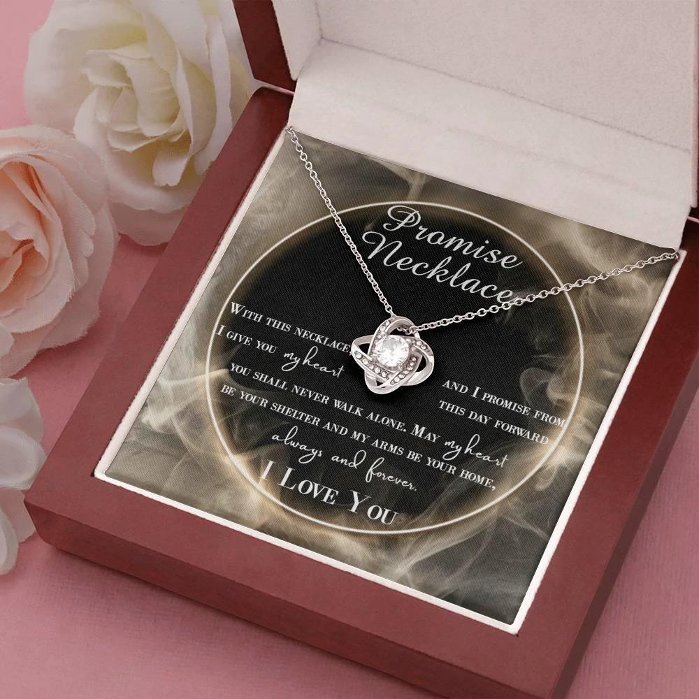 Wife Gift - I Promise My Heart Love Knot Pendant Necklace