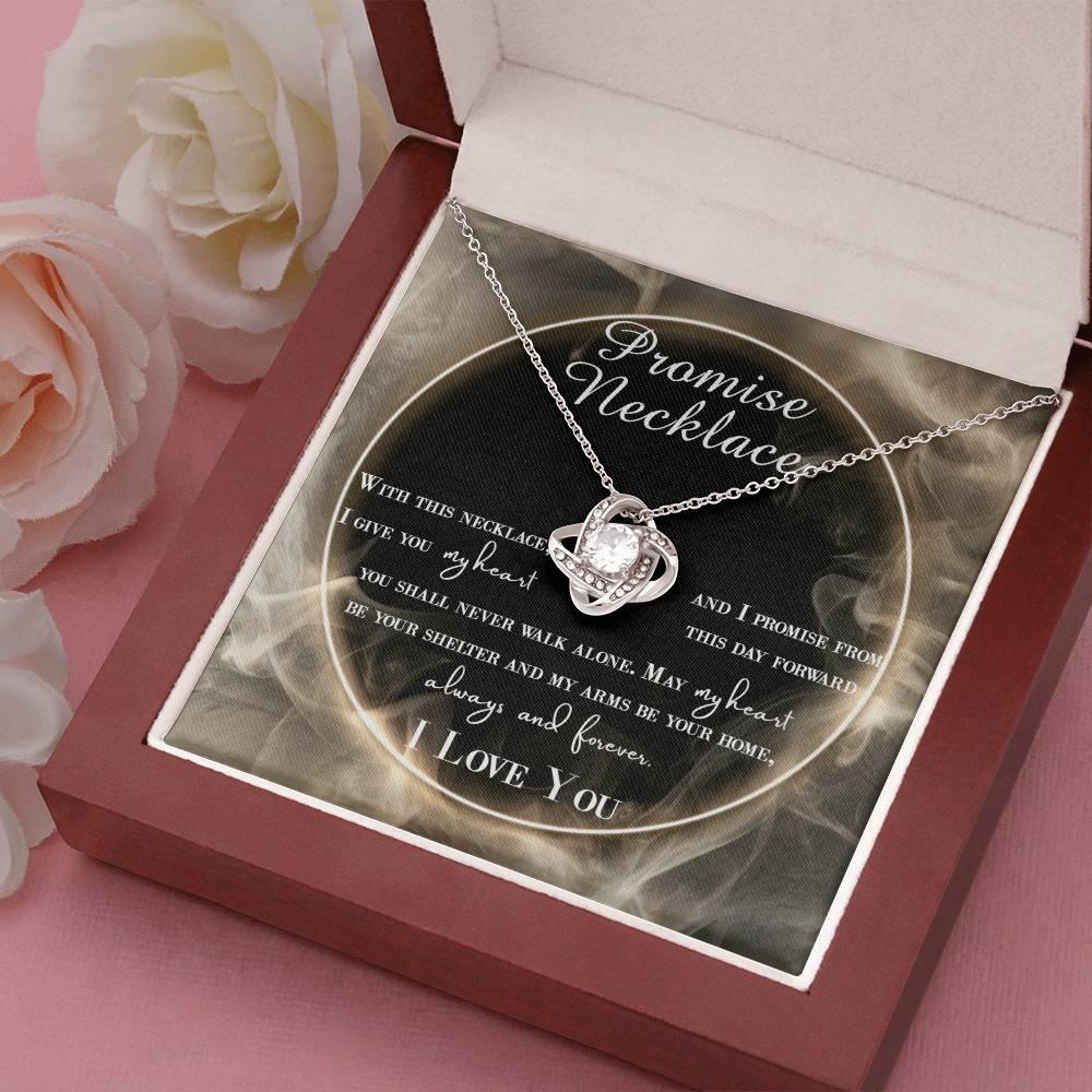 Wife Gift - I Promise My Heart Love Knot Pendant Necklace - Mallard Moon Gift Shop
