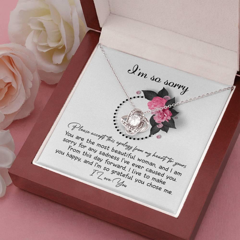 Apology Gift for Girlfriend, Wife, Soulmate - Sorry, Make You Happy - Love Knot Pendant Necklace - Mallard Moon Gift Shop