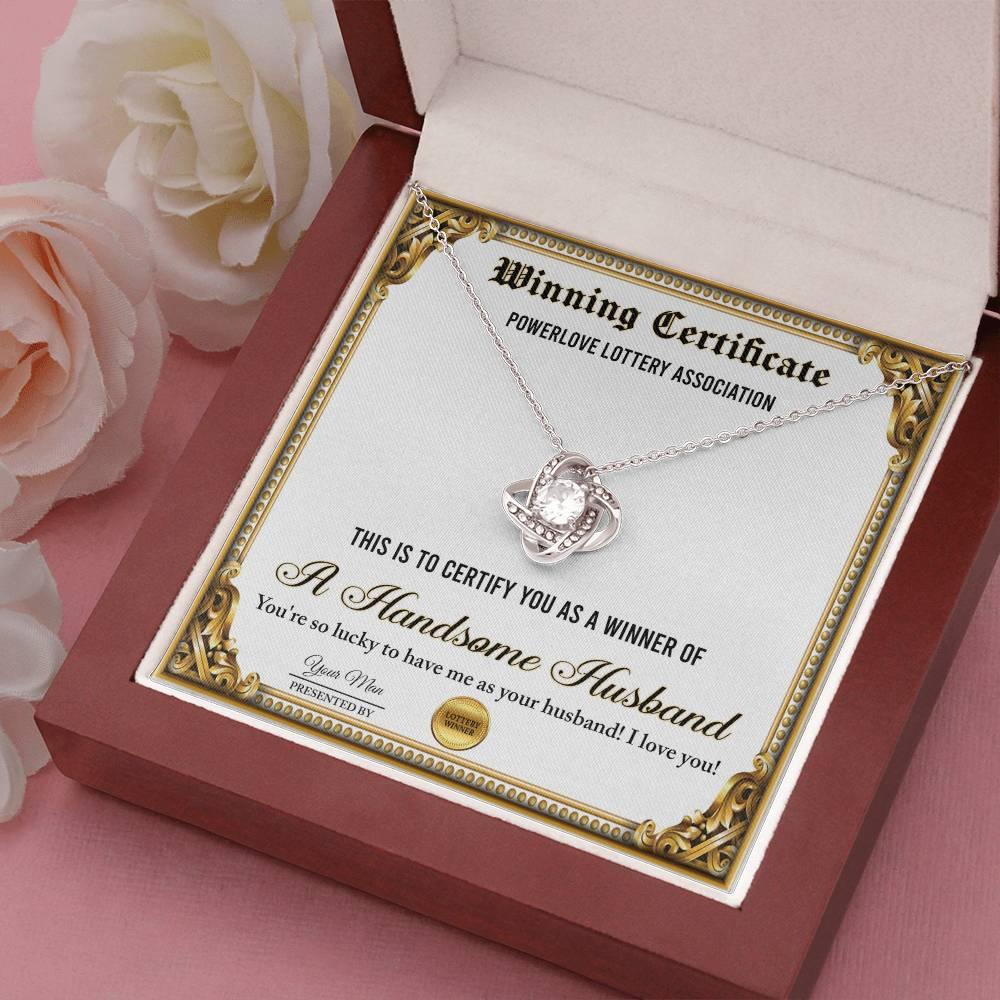 Wife Wedding Day, Anniversary, Birthday Gift - Winning Certificate - Love Knot Pendant Necklace - Mallard Moon Gift Shop