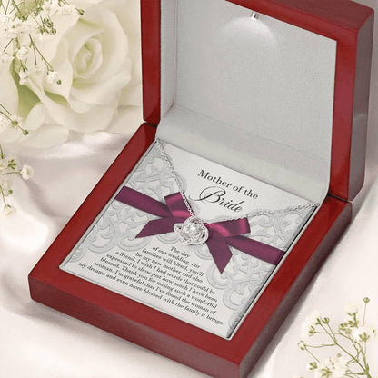 Mother of the Bride Wedding Day Gift - Our Families Will Blend - Love Knot Pendant Necklace - Mallard Moon Gift Shop