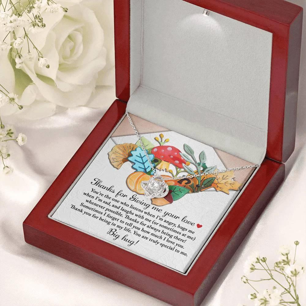 Thanksgiving Gift for Her – “Thanks for Giving Me Your Love” Necklace with Message Card | Heartfelt Gratitude Gift for Mom, Sister, or Best Friend