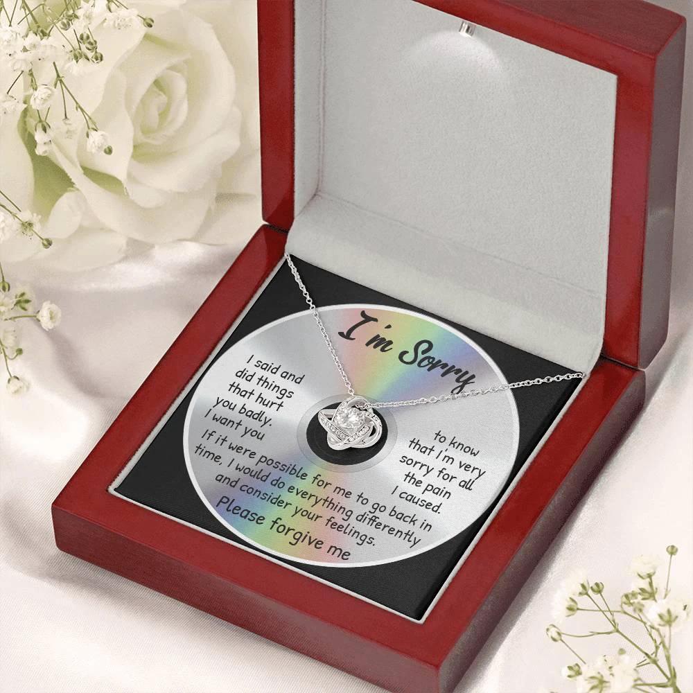 Apology Gift for Girlfriend, Wife, Soulmate - Sorry, Back In Time - Love Knot Pendant Necklace