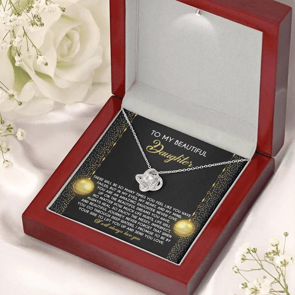 Gift for Daughter - Deep Waters - Love Knot Pendant Necklace
