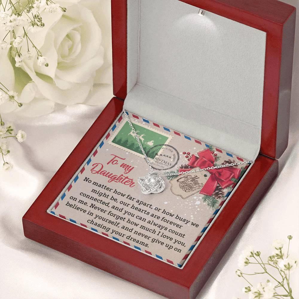 Gift for Daughter - Forever Connected - Love Knot Pendant Necklace