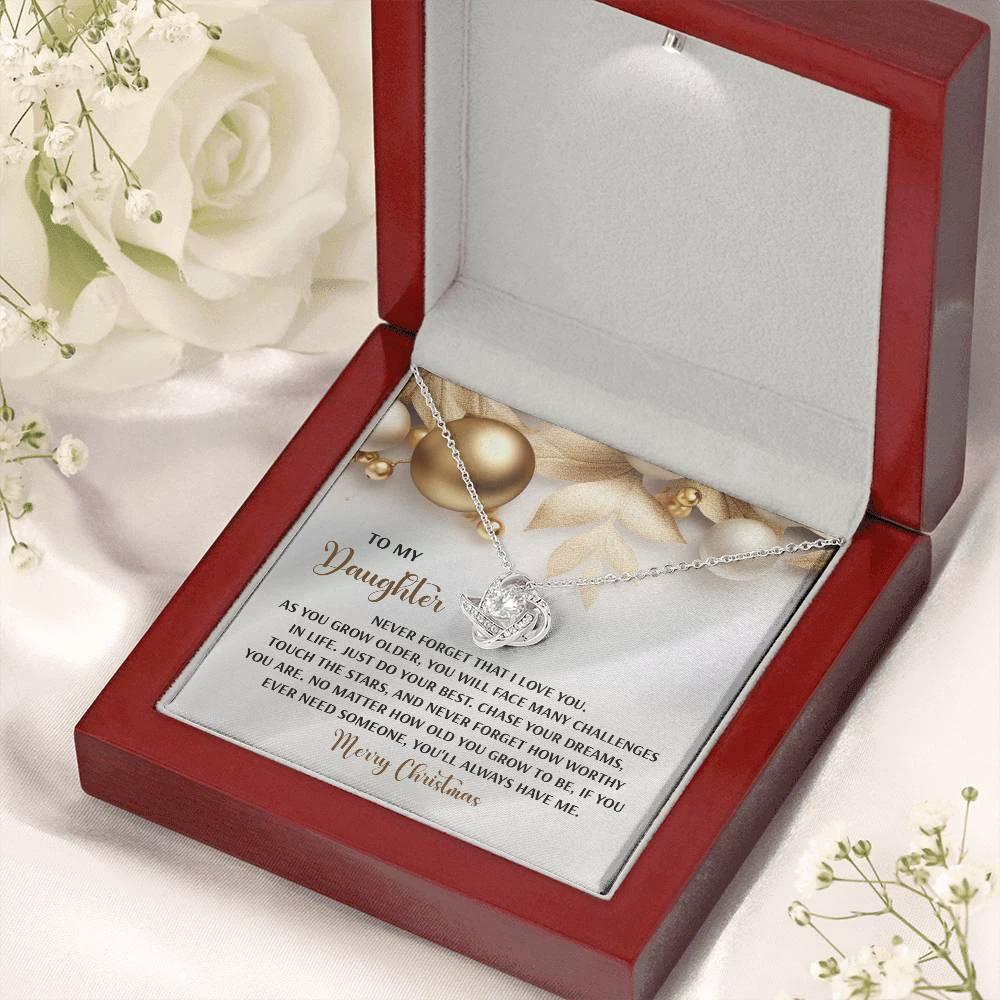 Gift for Daughter - How Worthy - Love Knot Pendant Necklace Christmas Present