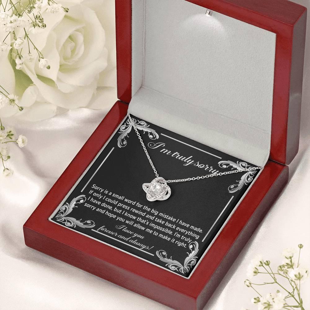 Gift for Girlfriend, Wife-Sorry, Make It Right-Love Knot Pendant Necklace - Mallard Moon Gift Shop