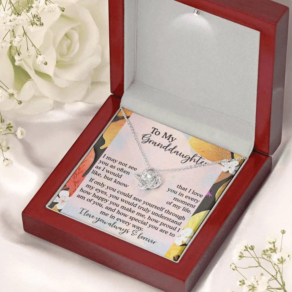 To My Granddaughter – Love Knot Necklace| “I Love You in Every Moment of My Life” Sentimental Message Card | Grandparent Gift