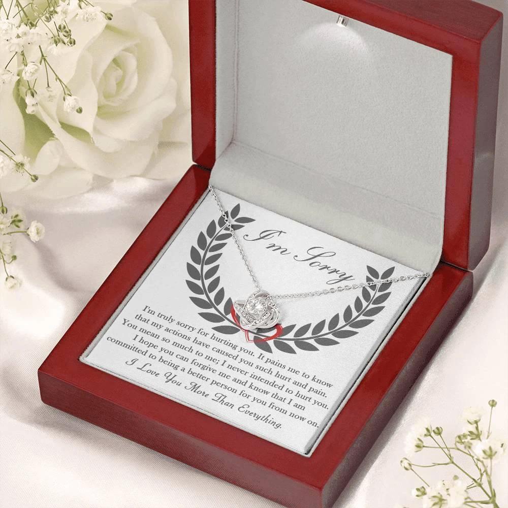 Apology Gift for Girlfriend, Wife, Soulmate - Sorry, From Now On - Love Knot Pendant Necklace