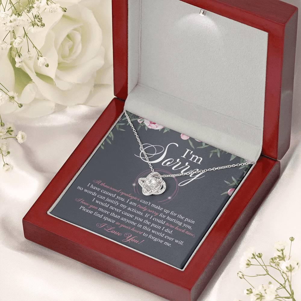 Apology Gift for Girlfriend, Wife, Soulmate - Sorry, World Ever Will - Love Knot Pendant Necklace - Mallard Moon Gift Shop