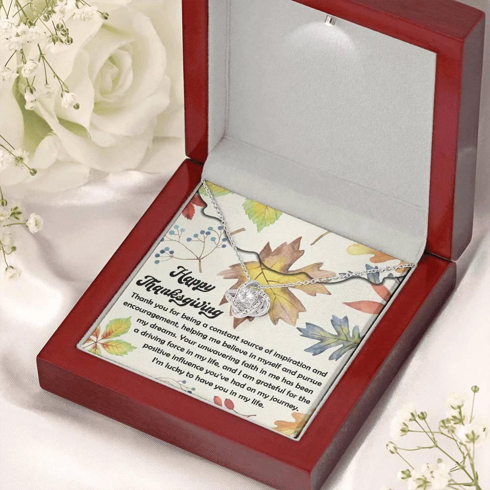 Thanksgiving Gift for Her – “On My Journey” Love Knot Necklace with Message Card | Inspirational Gratitude Gift for Mom, Mentor, or Friend