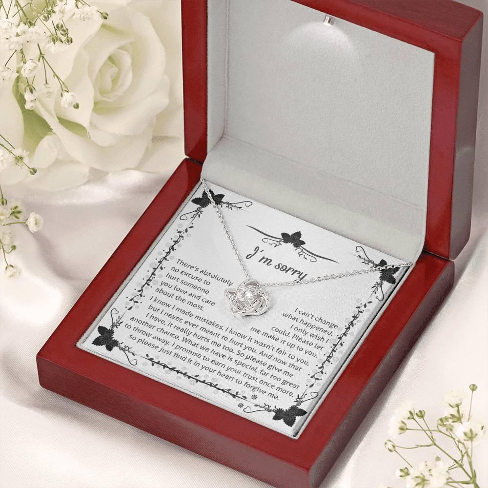 Apology - I'm Sorry, No Excuse, Another Chance - Love Knot Pendant Necklace - Mallard Moon Gift Shop