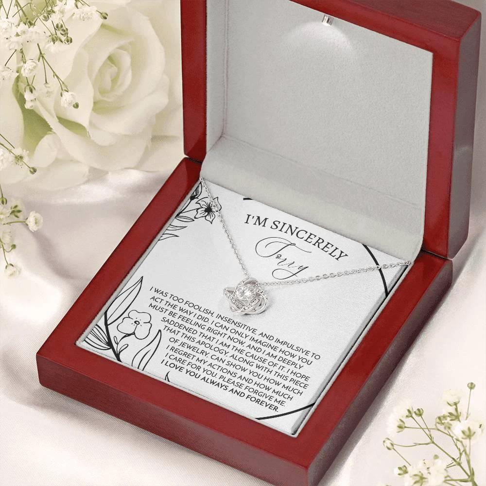 Apology Gift for Girlfriend, Wife, Soulmate -Sorry, Care For You - Love Knot Pendant Necklace