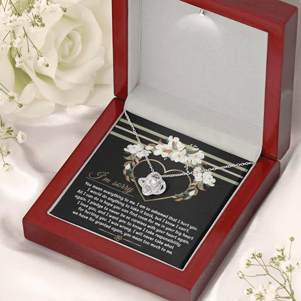 Apology Gift for Girlfriend, Wife, Soulmate - Sorry, Big Heart - Love Knot Pendant Necklace - Mallard Moon Gift Shop