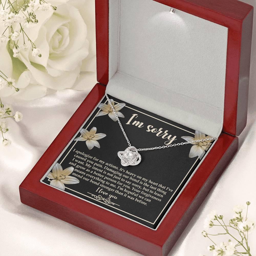 Apology Gift for Girlfriend, Wife, Soulmate - Sorry, The Last Thing - Love Knot Pendant Necklace - Mallard Moon Gift Shop