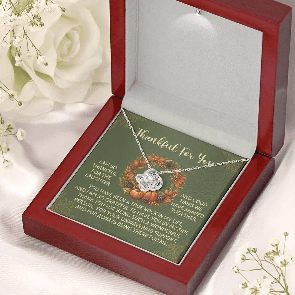 Thanksgiving Gift for Her – “By My Side” Love Knot Necklace with Message Card | Heartfelt Gratitude Gift for Mom, Sister, or Best Friend