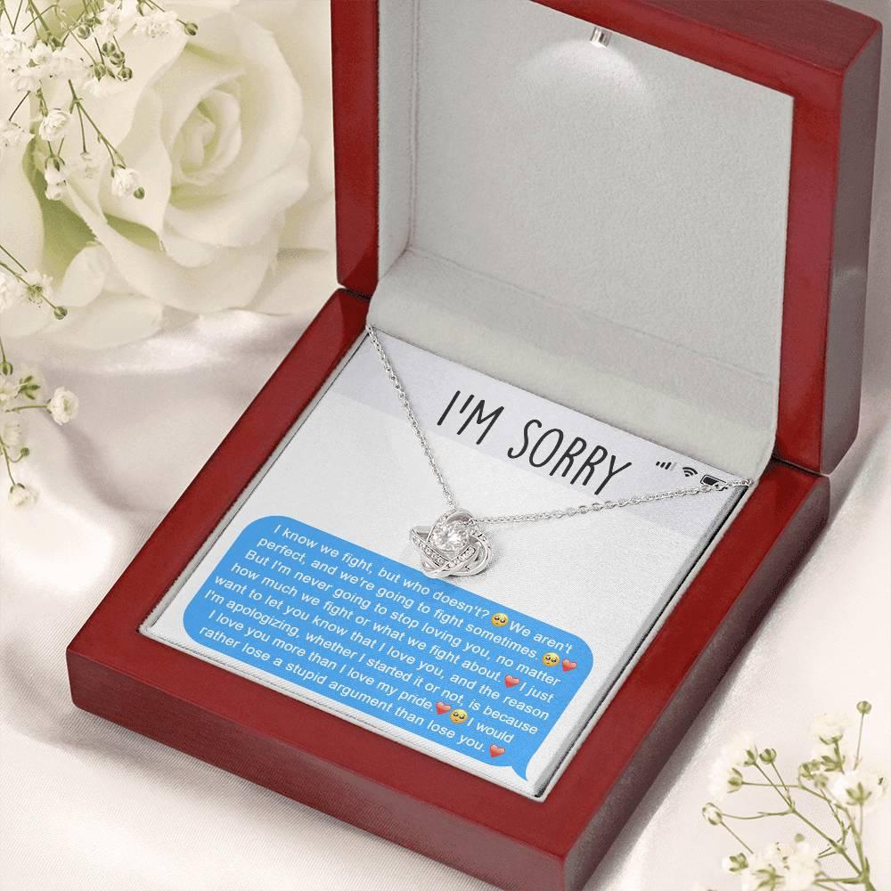 Apology Gift for Girlfriend, Wife, Soulmate - Sorry, Stupid Argument - Love Knot Pendant Necklace - Mallard Moon Gift Shop