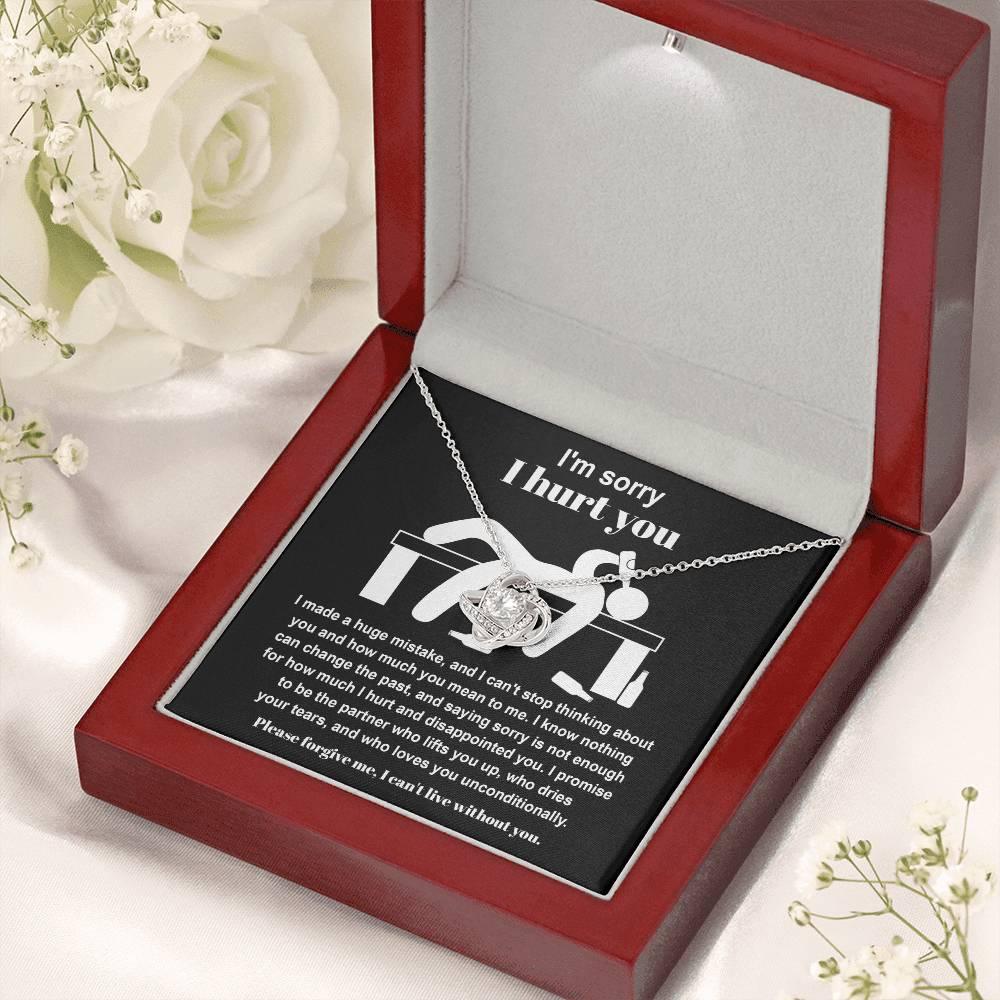 Apology Gift for Girlfriend, Wife, Soulmate - Sorry, Nothing Can Change The Past  - Love Knot Pendant Necklace - Mallard Moon Gift Shop