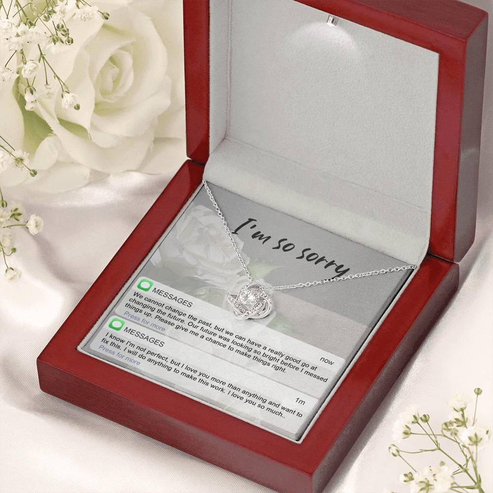 Gift for Girlfriend, Wife - Sorry, I'm Not Perfect - Love Knot Pendant Necklace - Mallard Moon Gift Shop