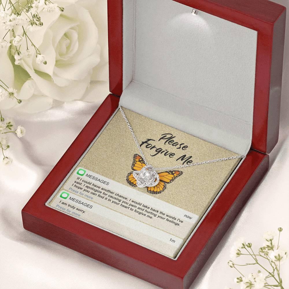 Gift for Girlfriend, Wife - Sorry, In Your Heart - Love Knot Pendant Necklace - Mallard Moon Gift Shop