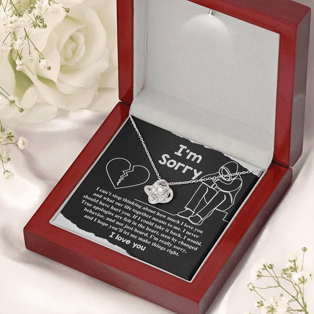 Apology Gift for Girlfriend, Wife, Soulmate - Sorry, Not Just Heard - Love Knot Pendant Necklace - Mallard Moon Gift Shop