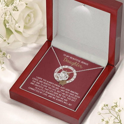 Gift for Bonus Daughter - Always Will Be - Love Knot Pendant Necklace - Mallard Moon Gift Shop