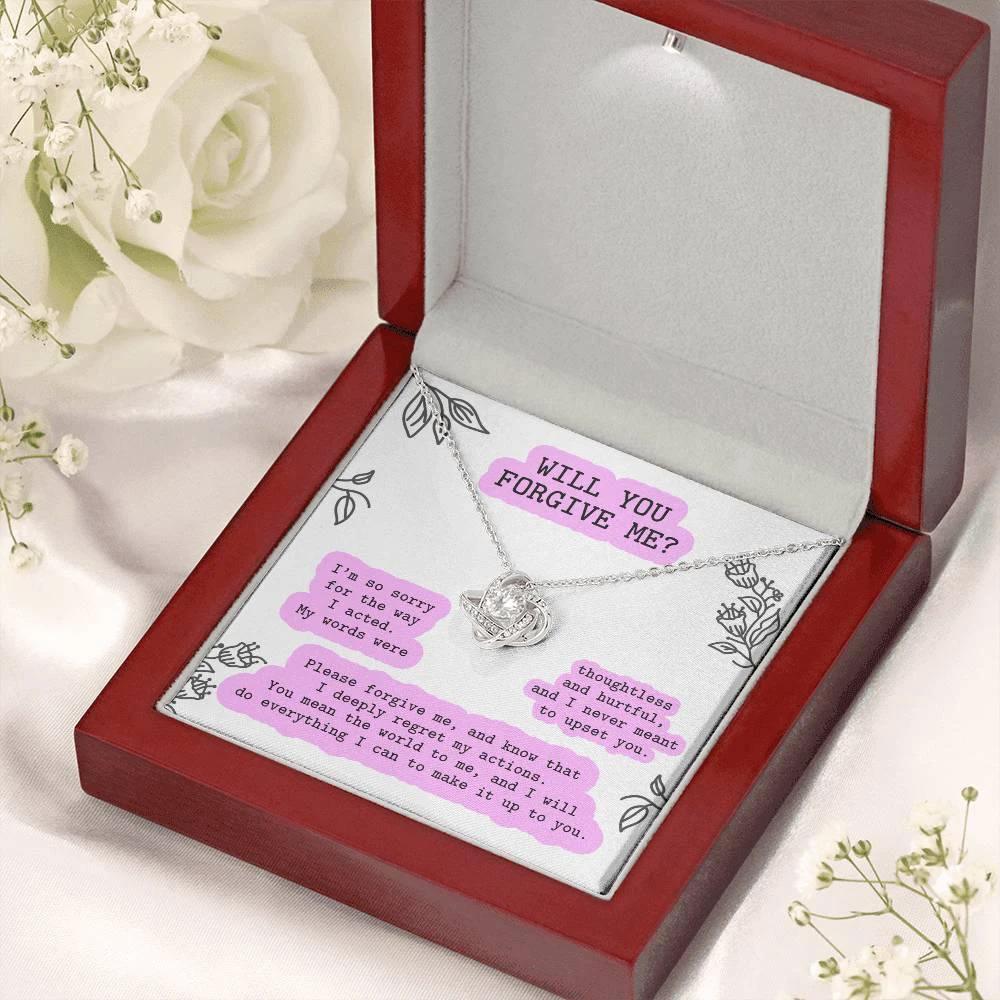 Apology Gift for Girlfriend, Wife, Soulmate - Sorry, Never Meant To Upset You - Love Knot Pendant Necklace