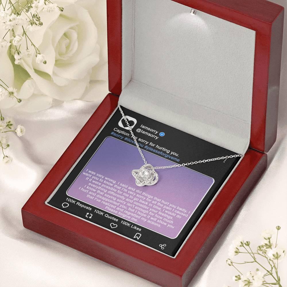 Gift for Girlfriend, Wife-Sorry, Hurt You Badly - Love Knot Pendant Necklace - Mallard Moon Gift Shop