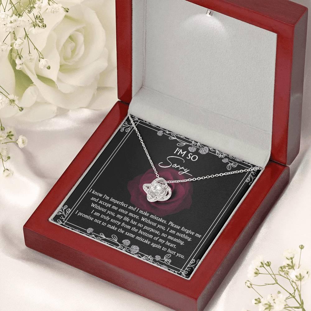 Apology Gift for Girlfriend, Wife, Soulmate - Sorry, I Am Nothing - Love Knot Pendant Necklace - Mallard Moon Gift Shop