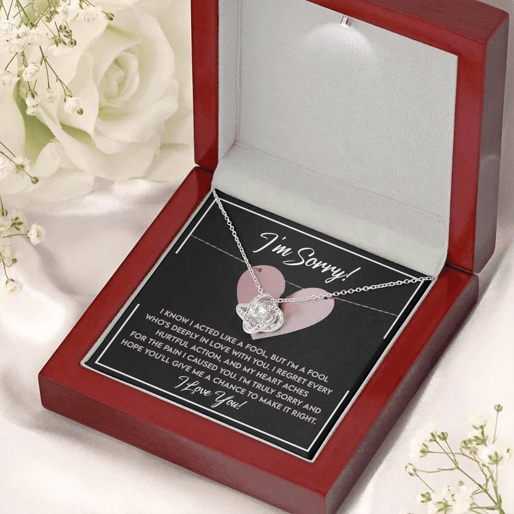 Apology Gift for Girlfriend, Wife, Soulmate - Sorry, Deeply In Love - Love Knot Pendant Necklace