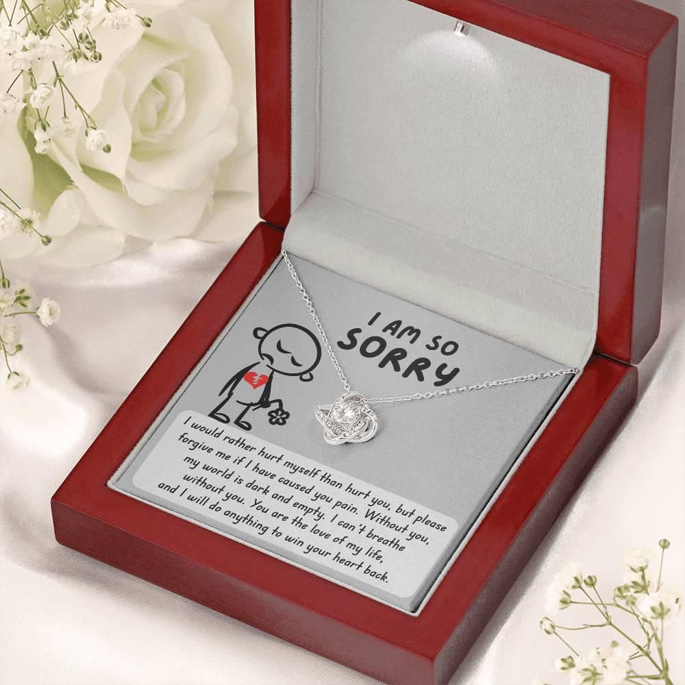 Apology Gift for Girlfriend, Wife, Soulmate - Sorry, Dark And Empty - Love Knot Pendant Necklace - Mallard Moon Gift Shop