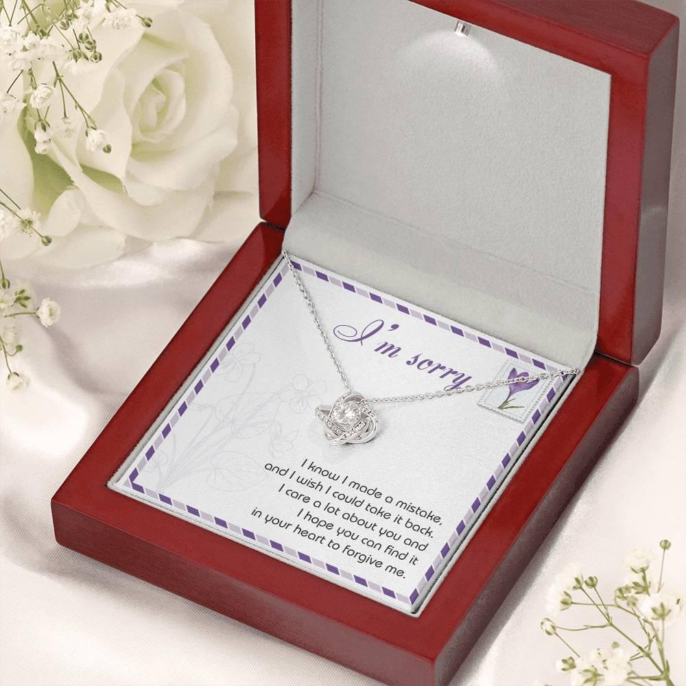 Gift for Girlfriend, Wife - Sorry, Take It Back - Love Knot Pendant Necklace - Mallard Moon Gift Shop