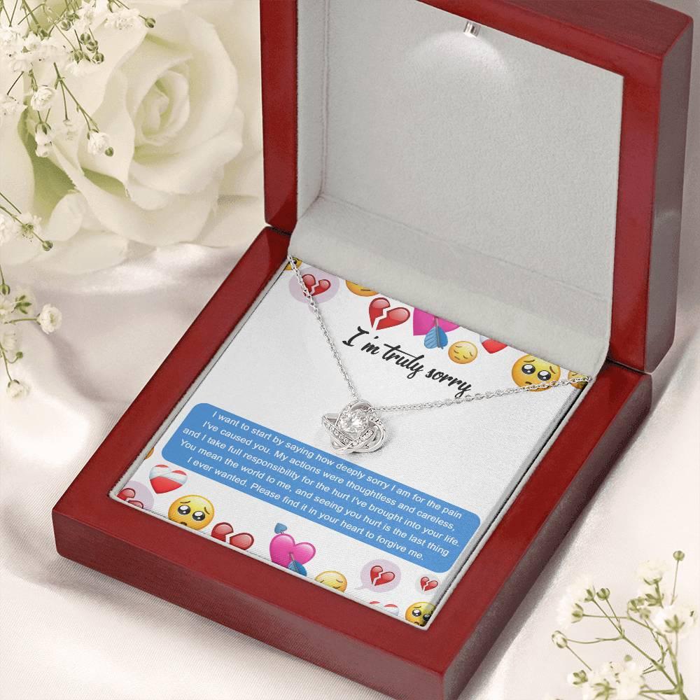 Apology Gift for Girlfriend, Wife, Soulmate - Sorry, How Deeply Sorry - Love Knot Pendant Necklace - Mallard Moon Gift Shop