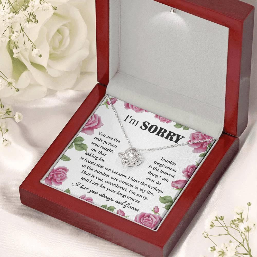 Apology Gift for Girlfriend, Wife, Soulmate-Sorry, Your Forgiveness-Love Knot Pendant Necklace
