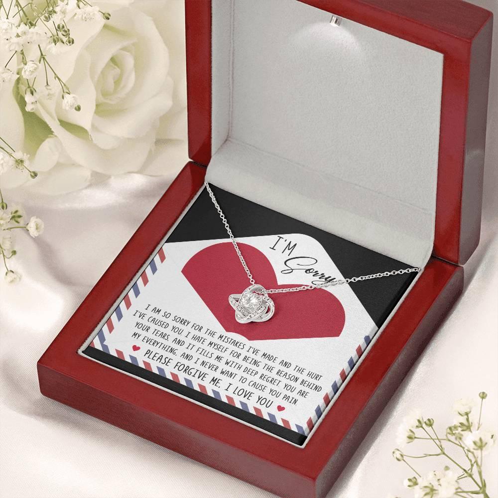 Apology Gift for Girlfriend, Wife, Soulmate - Sorry, Behind Your Tears - Love Knot Pendant Necklace - Mallard Moon Gift Shop